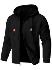 Men's Full Zip Waffle Sweatshirt Casual Jacket Hoodie