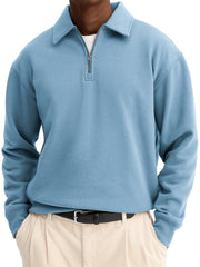 Men's Stylish Quarter-zip Basic Casual Pullover Sweatshirt