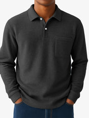 Men's Quality Cotton Casual Everyday Long  Sleeved Polo Shirt