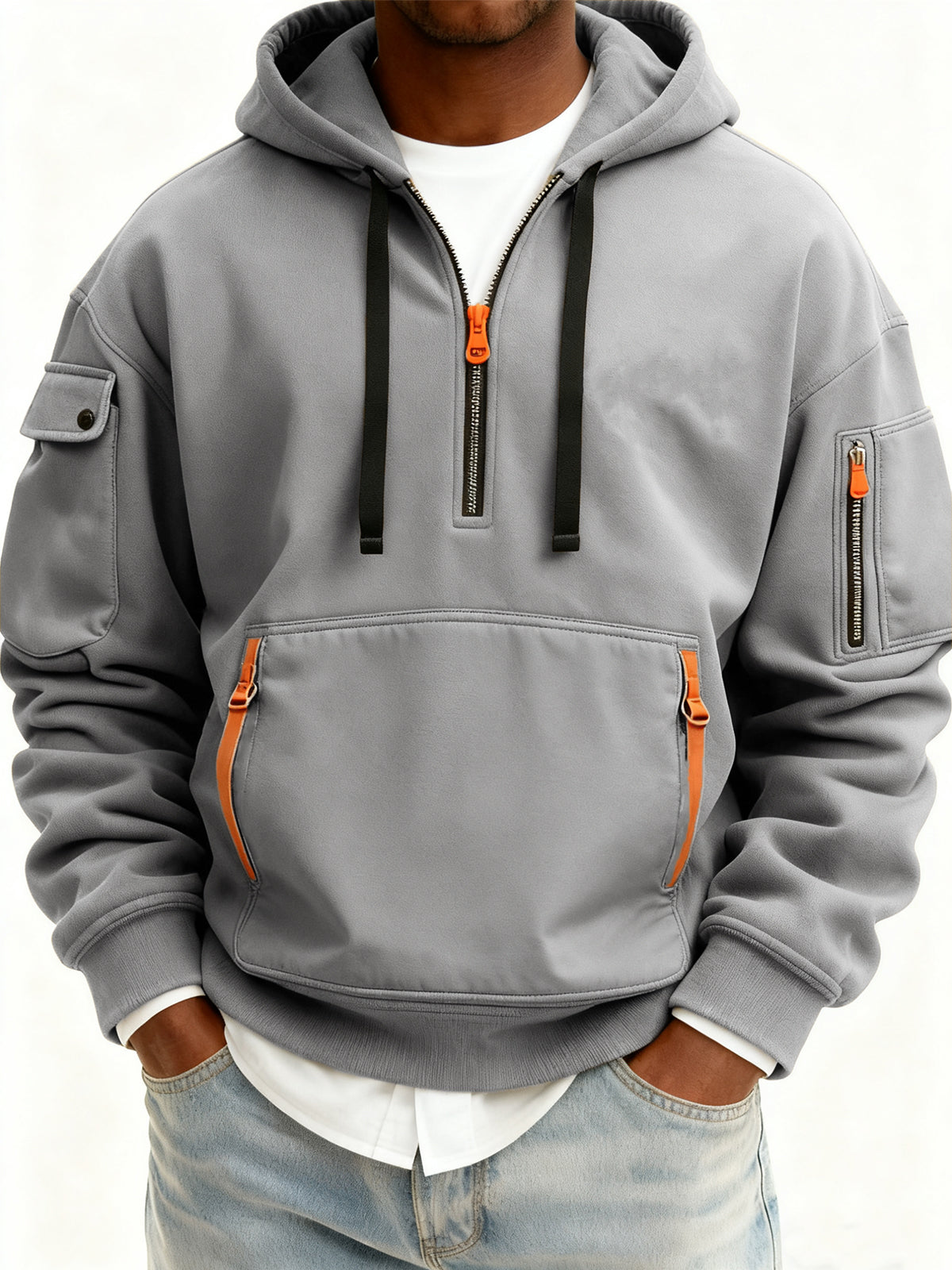 Men's Casual Sports Multi-zip Pullover Hoodie