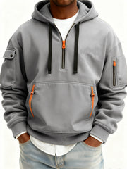 Men's Casual Sports Multi-zip Pullover Hoodie