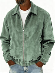 Men's Stylish Zip-up Corduroy Ribbed Casual Everyday Jacket