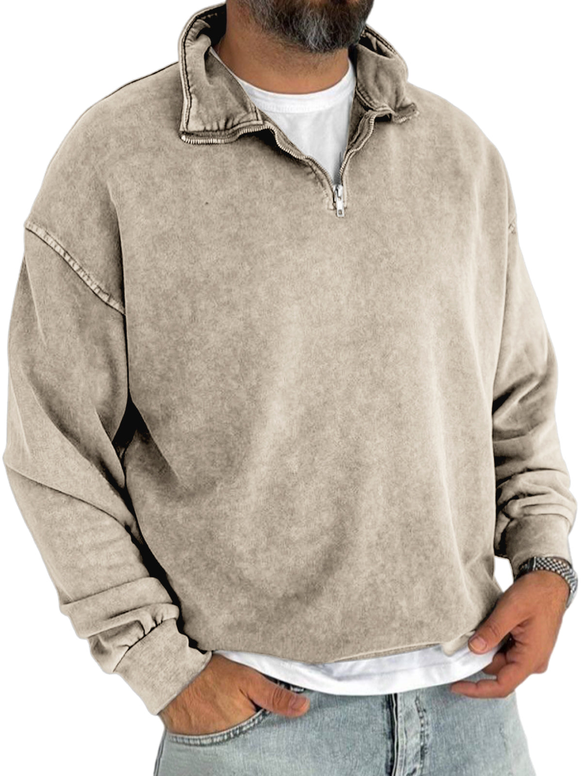 Men's Retro Half-zip Casual Everyday Sweatshirt