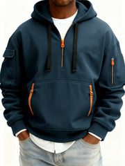 Men's Casual Sports Multi-zip Pullover Hoodie