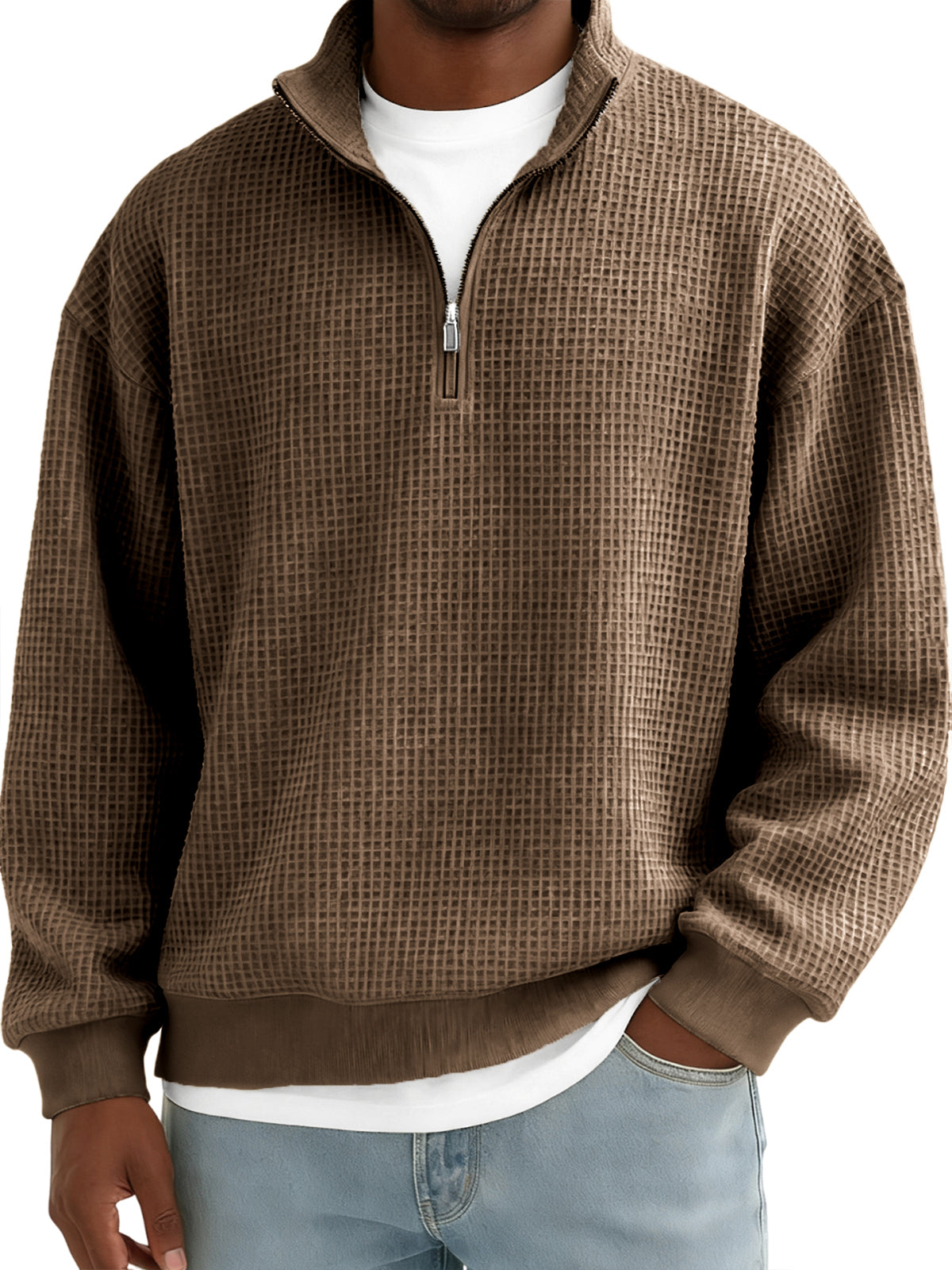 Men's Quarter-zip Breathable Waffle Pullover
