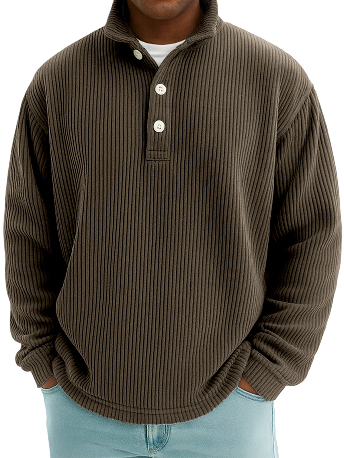 Men's Stylish Corduroy Stand-up Collar Polo Shirt