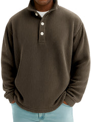 Men's Stylish Corduroy Stand-up Collar Polo Shirt