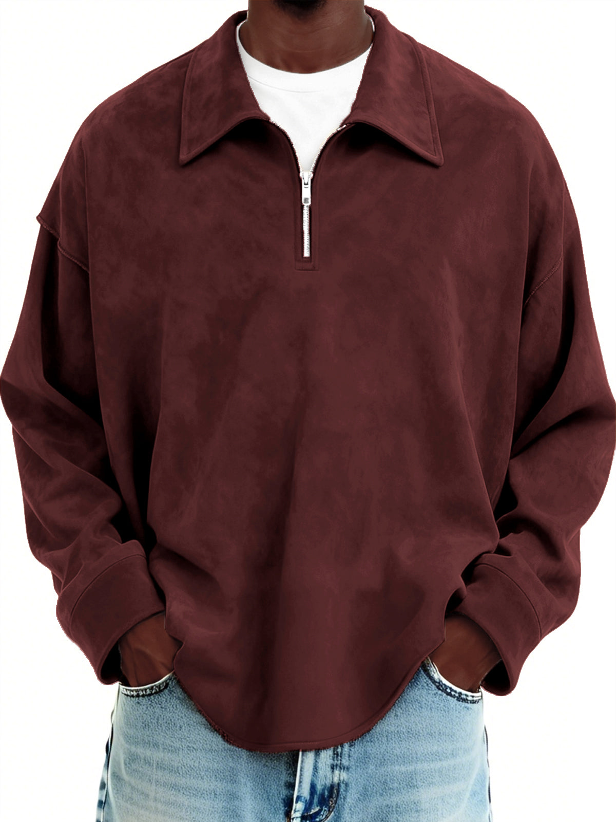 Men's Vintage Suede Quarter Zip Pullover