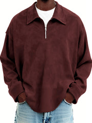 Men's Vintage Suede Quarter Zip Pullover