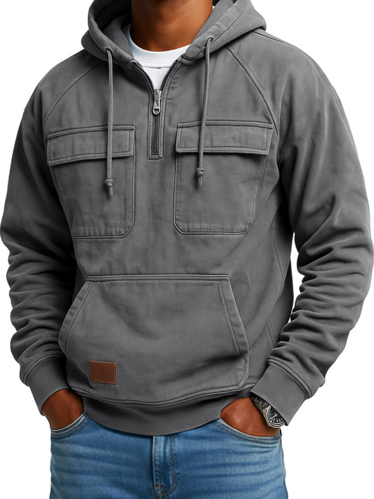 Men's Vintage Workwear Zip Hooded Sweatshirt
