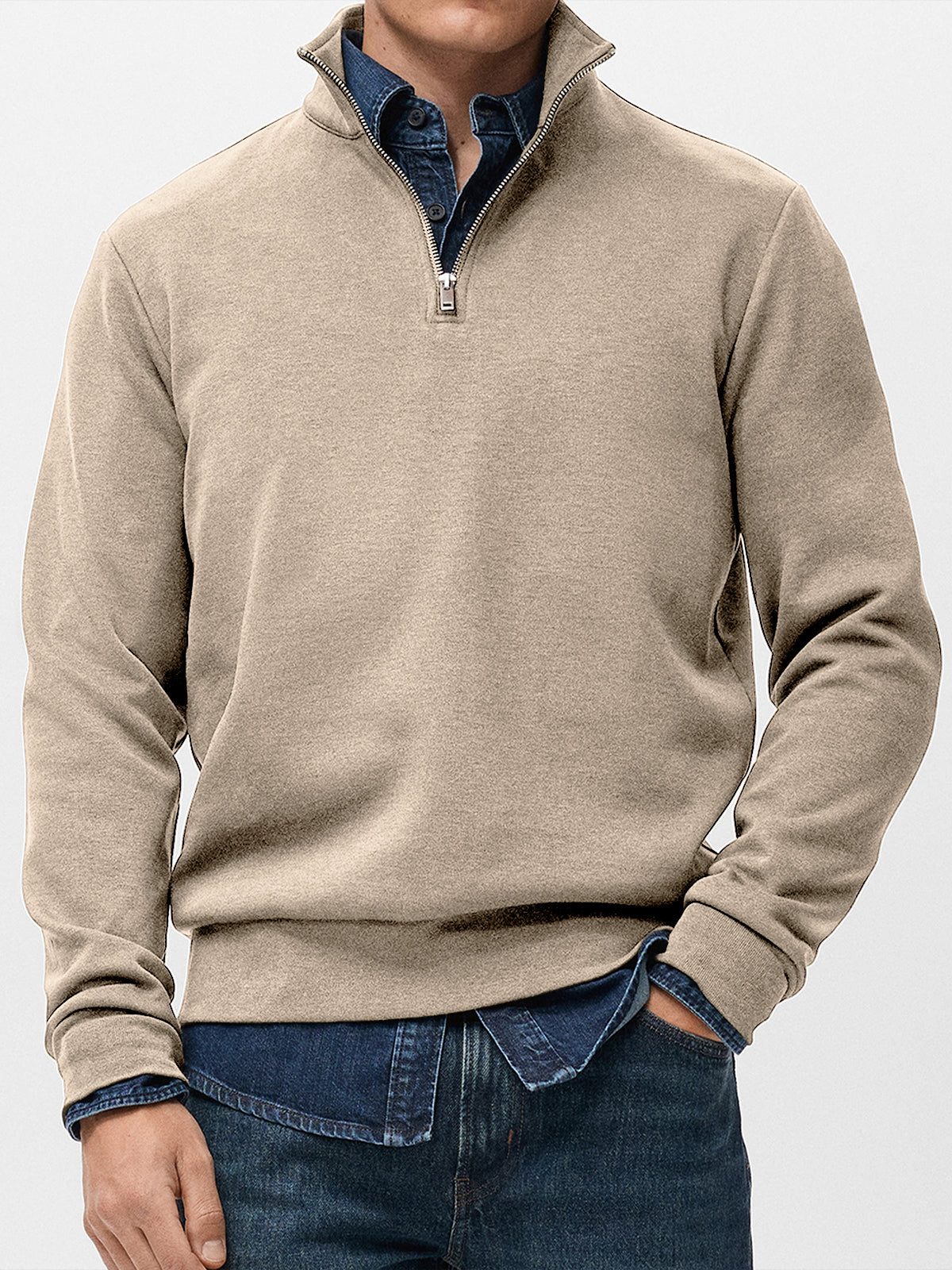 Men's Simple Heavyweight Everyday Quarter Zip Pullover