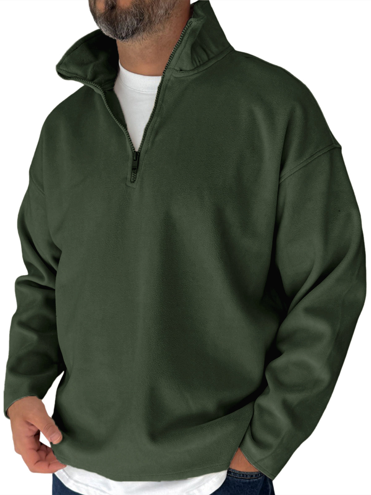 Men's Simple Fleece Half-zip Basic Pullover Sweatshirt