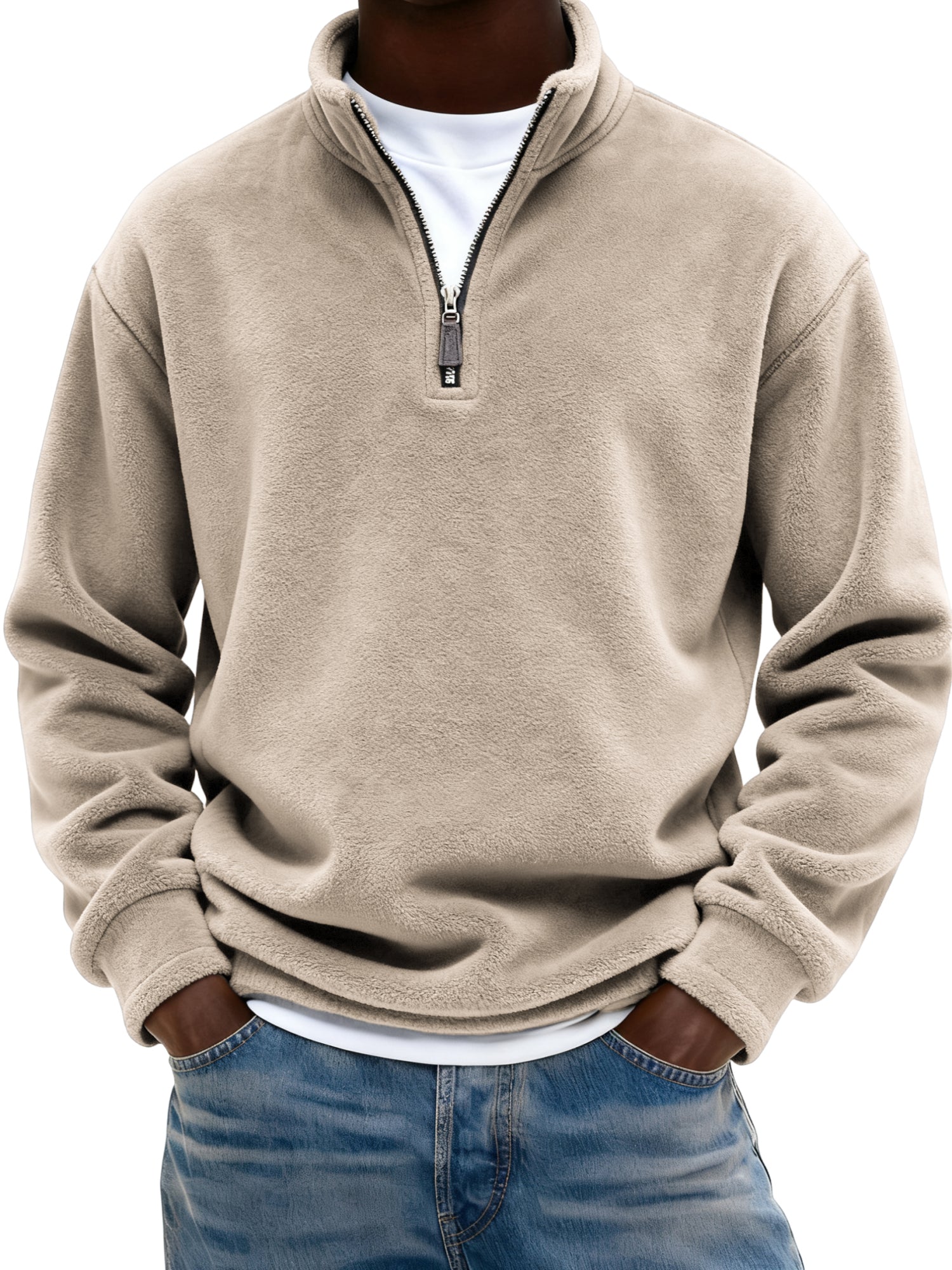 Men's Warm Fleece Quarter-zip Casual Pullover