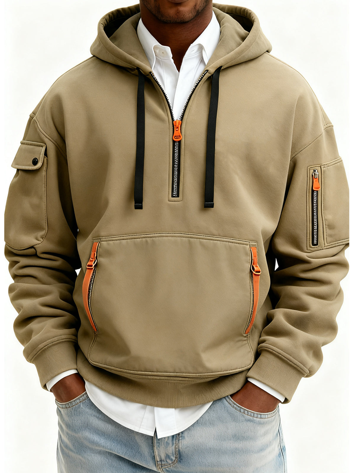 Men's Casual Sports Multi-zip Pullover Hoodie