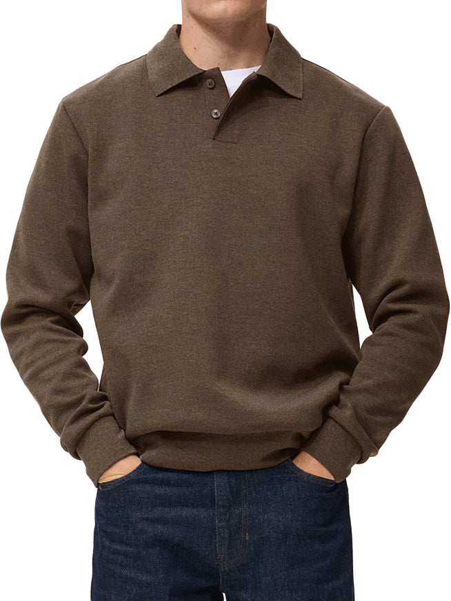 Men's Comfortable Everyday Lapel Button-down Casual Long-sleeved Polo Shirt