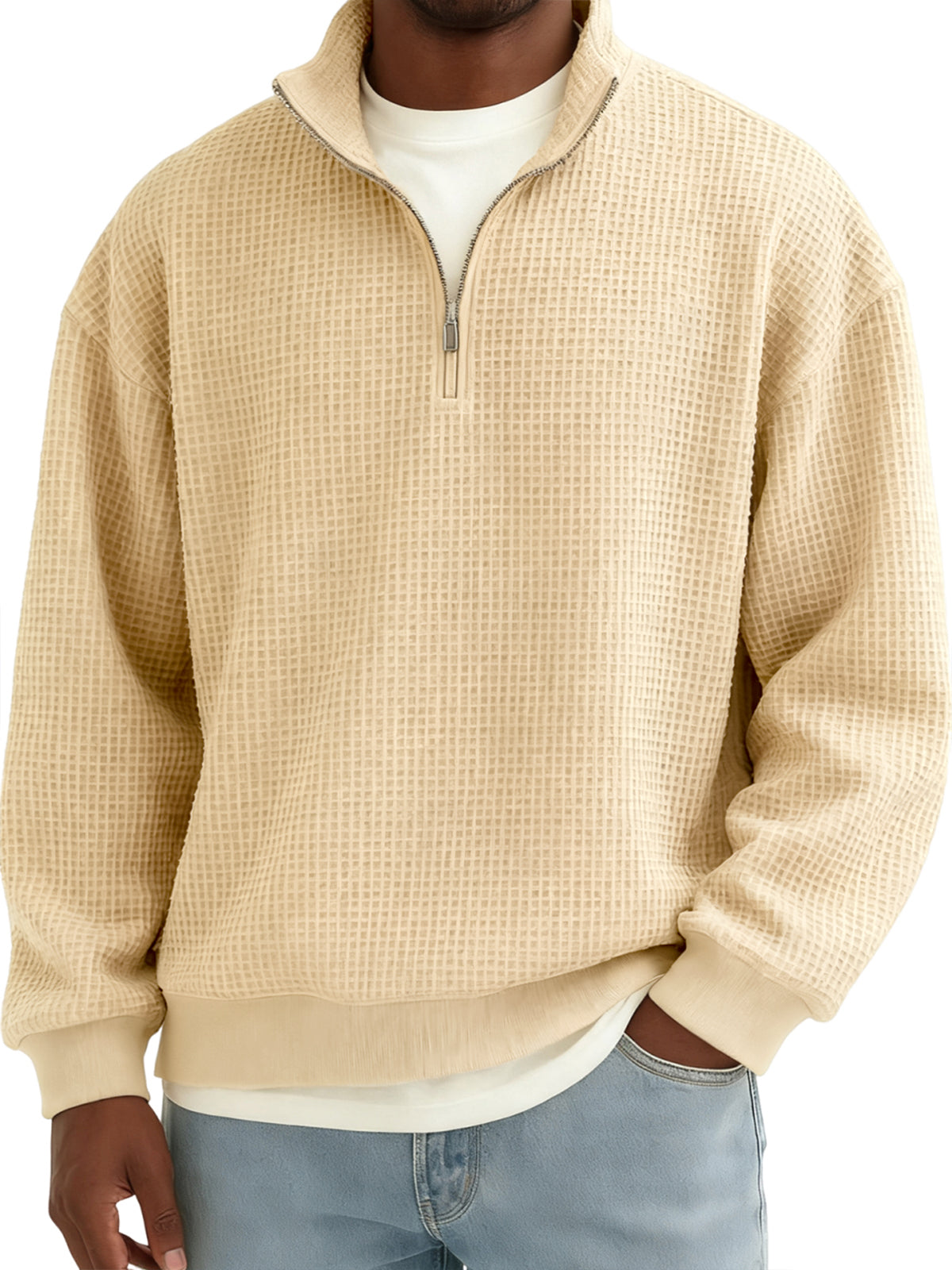 Men's Quarter-zip Breathable Waffle Pullover