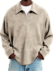 Men's Vintage Suede Quarter Zip Pullover