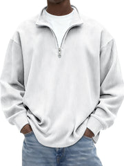Men's Minimalist Ribbed Quarter Zip Long-sleeved T-shirt