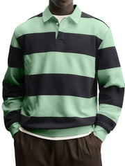 Men's Casual Striped Contrast Collar Polo Shirt